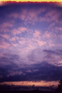 from yellow to red to blue and pink